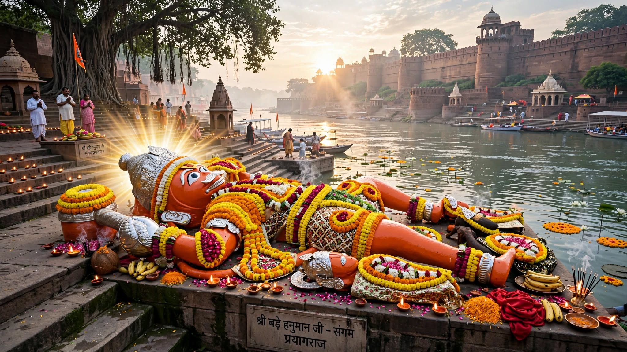 श्री लेटे हुए हनुमान जी (प्रयागराज संगम)